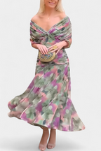 Women's Off Shoulder Draped Ruched Maxi Dress product view 5 - Delvore