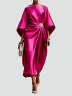 Women's Satin Kaftan Batwing Maxi Dress product view 4 - Delvore