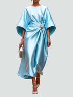 Women's Satin Kaftan Batwing Maxi Dress product view 3 - Delvore