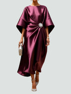 Women's Satin Kaftan Batwing Maxi Dress product view 2 - Delvore