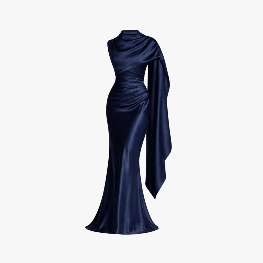 Satin Cape Sleeve Maxi Dress product view 4 - Delvore