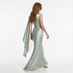 Satin Cape Sleeve Maxi Dress product view 8 - Delvore