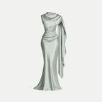 Satin Cape Sleeve Maxi Dress product view 9 - Delvore