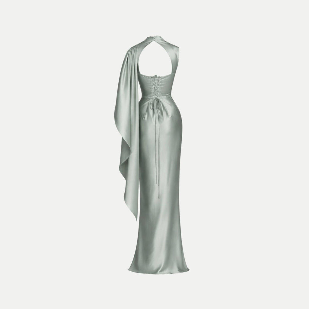 Satin Cape Sleeve Maxi Dress product view 10 - Delvore