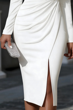 Asymmetric High Neck Long Sleeve Midi Dress product view 4 - Delvore