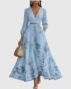 Women's Floral Pleated V-Neck Maxi Dress product view 6 - Delvore
