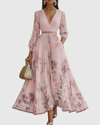 Women's Floral Pleated V-Neck Maxi Dress product view 11 - Delvore