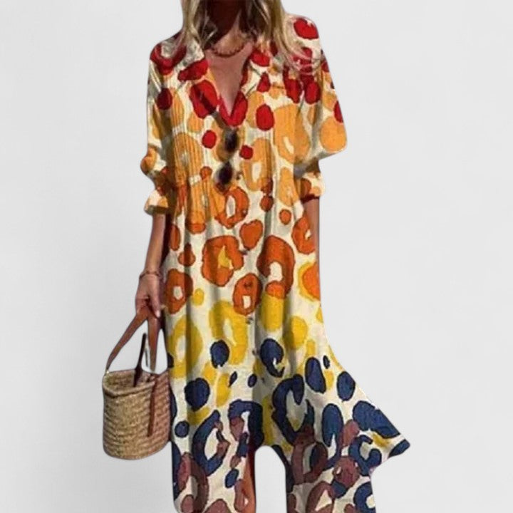 Women's Boho Loose Fit Button-Down Maxi Dress product view 5 - Delvore
