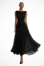 Draped Neck Pleated Midi Dress product view 6 - Delvore