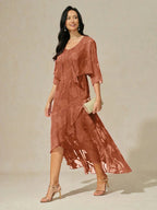 Women's Floral Burnout Chiffon Midi Dress product view 29 - Delvore