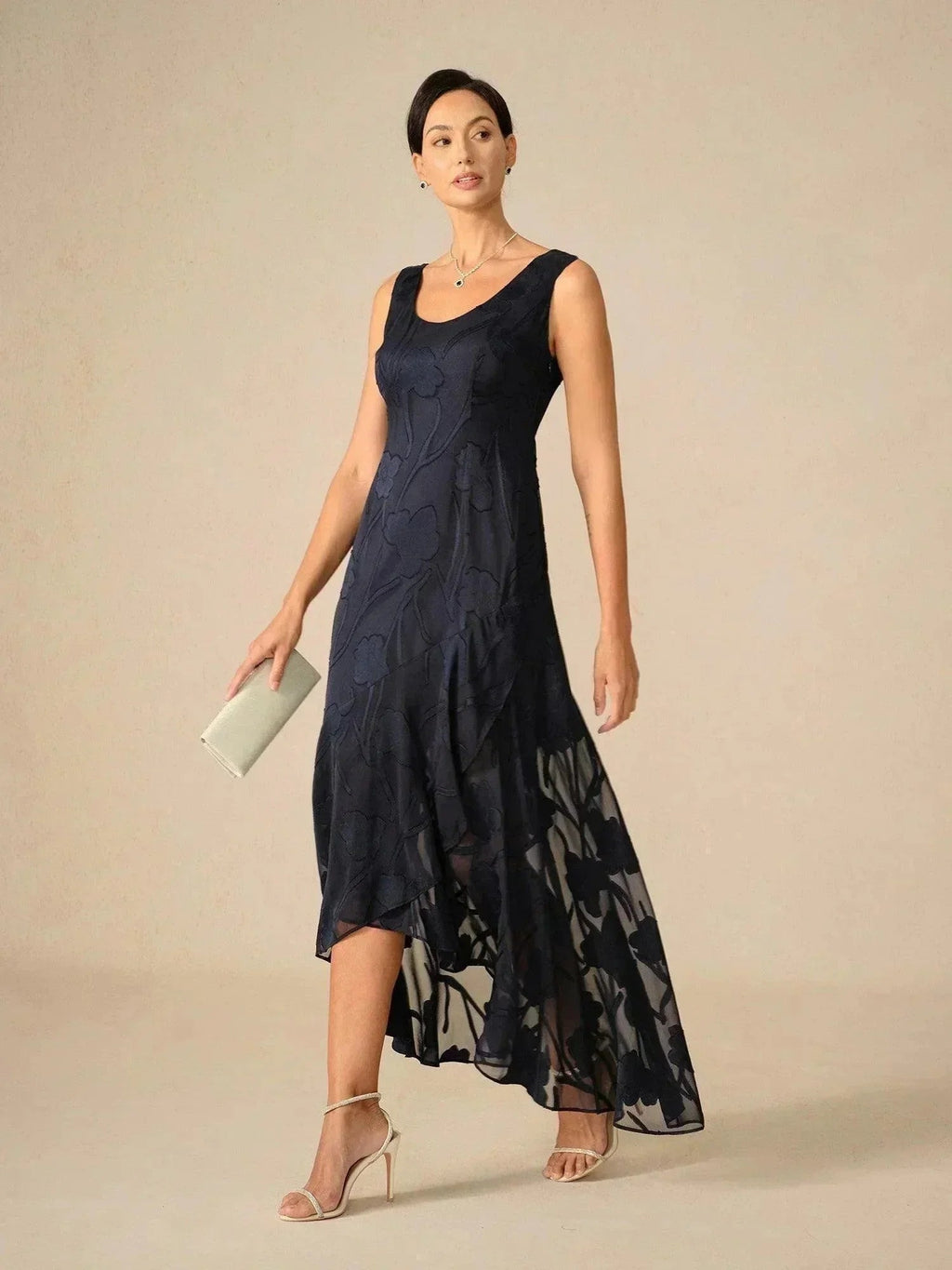 Women's Floral Burnout Chiffon Midi Dress product view 16 - Delvore