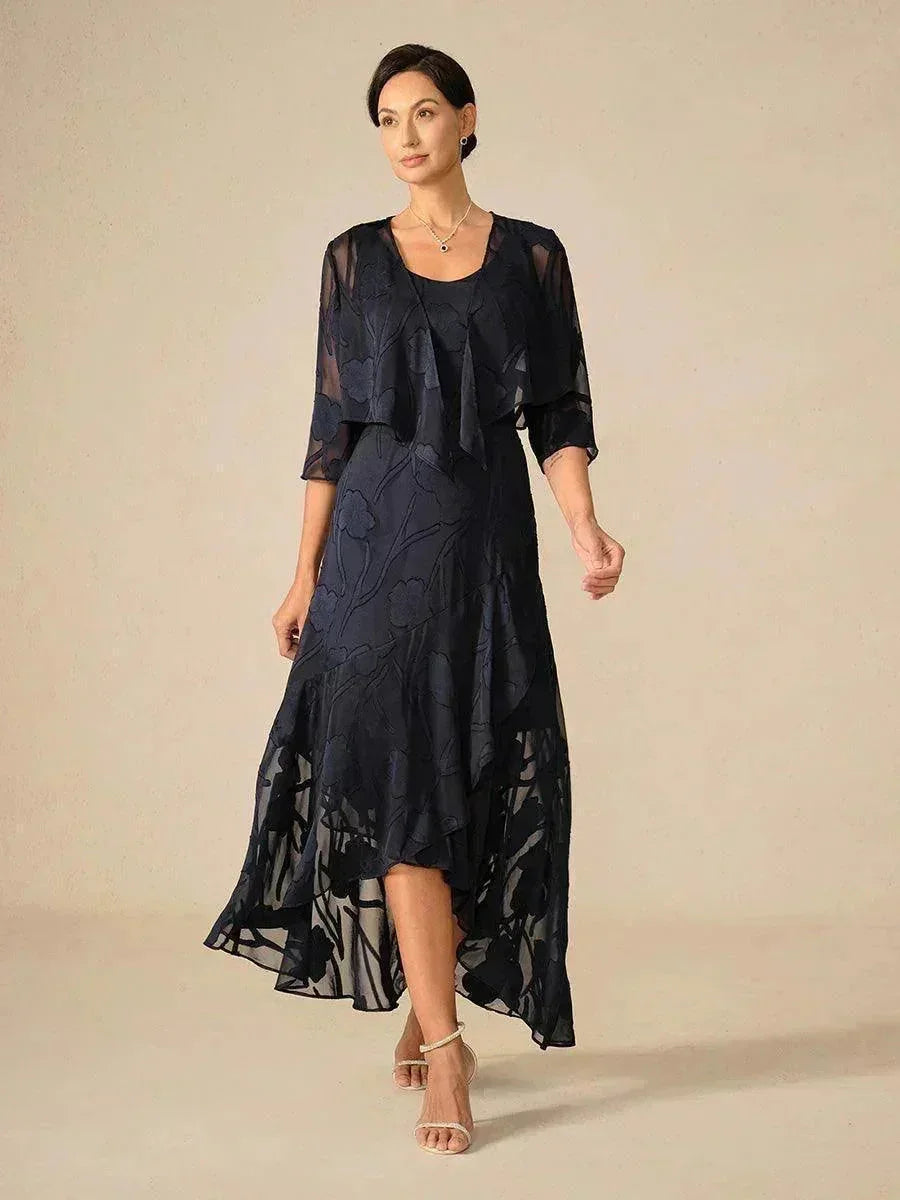 Women's Floral Burnout Chiffon Midi Dress product view 13 - Delvore