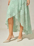 Women's Floral Burnout Chiffon Midi Dress product view 8 - Delvore
