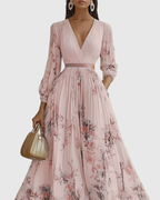 Women's Floral Pleated V-Neck Maxi Dress product view 12 - Delvore