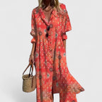 Women's Boho Loose Fit Button-Down Maxi Dress product view 7 - Delvore