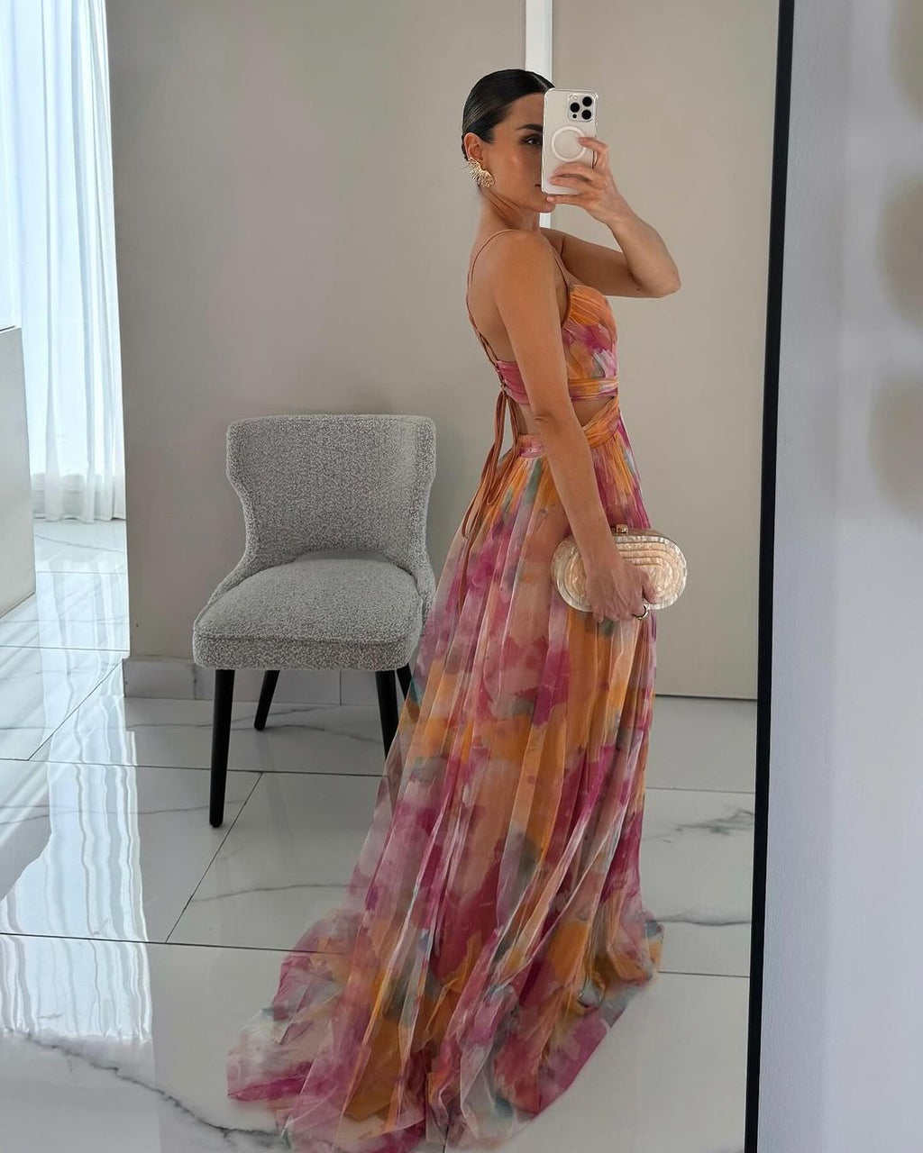 Floral Chiffon Wrap Maxi Dress product view 3 - Delvore