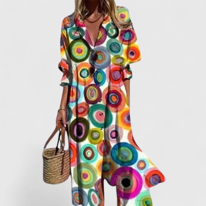 Women's Boho Loose Fit Button-Down Maxi Dress product view 8 - Delvore