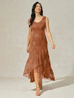 Women's Floral Burnout Chiffon Midi Dress product view 26 - Delvore
