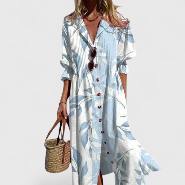 Women's Boho Loose Fit Button-Down Maxi Dress product view 2 - Delvore