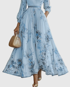 Women's Floral Pleated V-Neck Maxi Dress product view 7 - Delvore