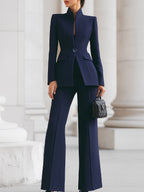 Blue (Almost Sold Out) Women's Tailored Blazer & Wide Leg Pants Suit product view 1 - Delvore