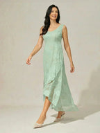 Women's Floral Burnout Chiffon Midi Dress product view 9 - Delvore