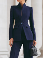 Women's Tailored Blazer & Wide Leg Pants Suit product view 6 - Delvore