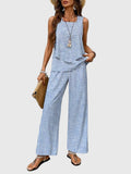 Women's Square Neck Top & Wide Leg Pants Set product view 7 - Delvore