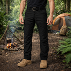 Tactical Cargo Pants | Black Cargo Trousers with Stretchable Waistband | Durable Design for Comfort and Functionality
