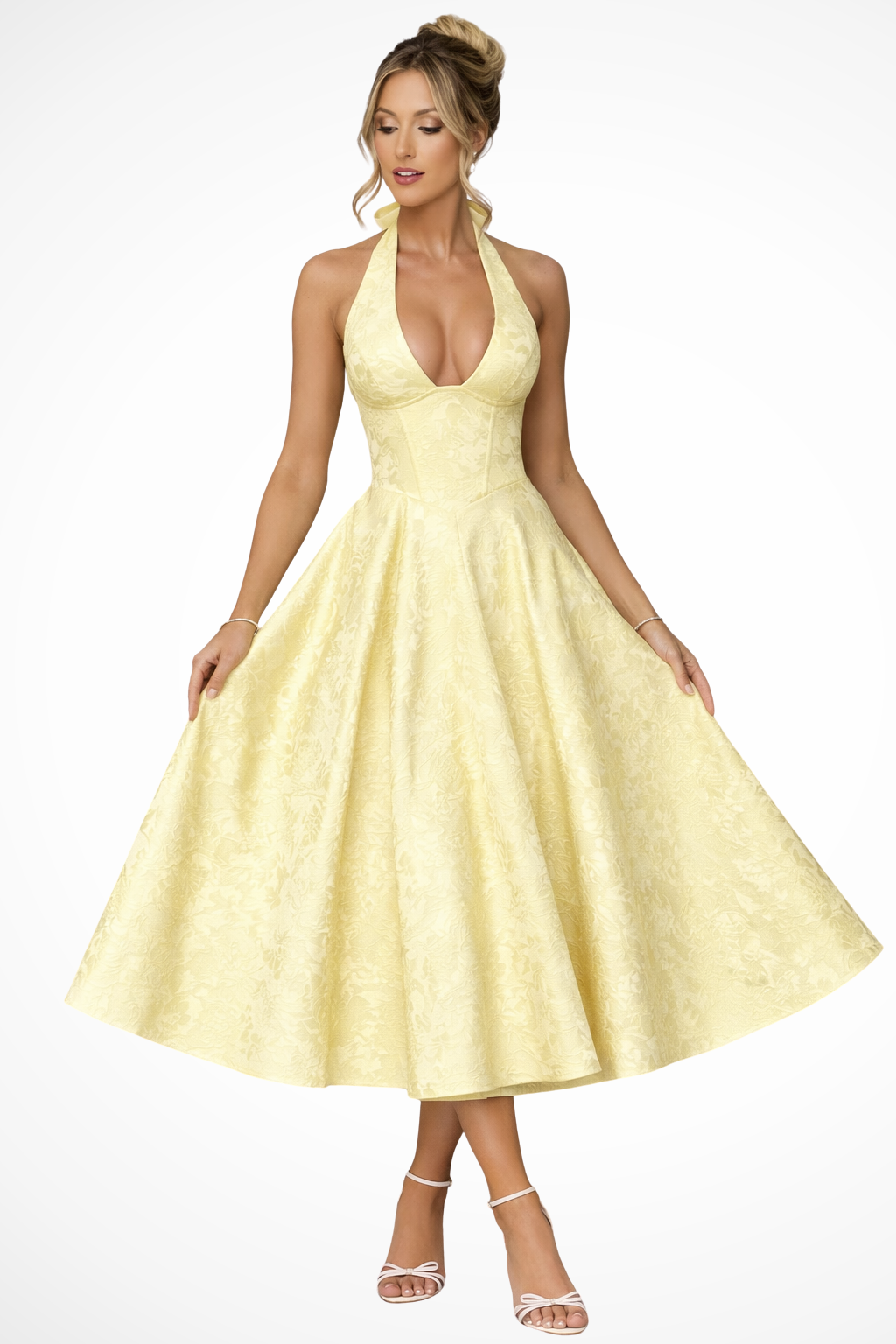 Halter Neck Corset Midi Dress product view 3 - Delvore