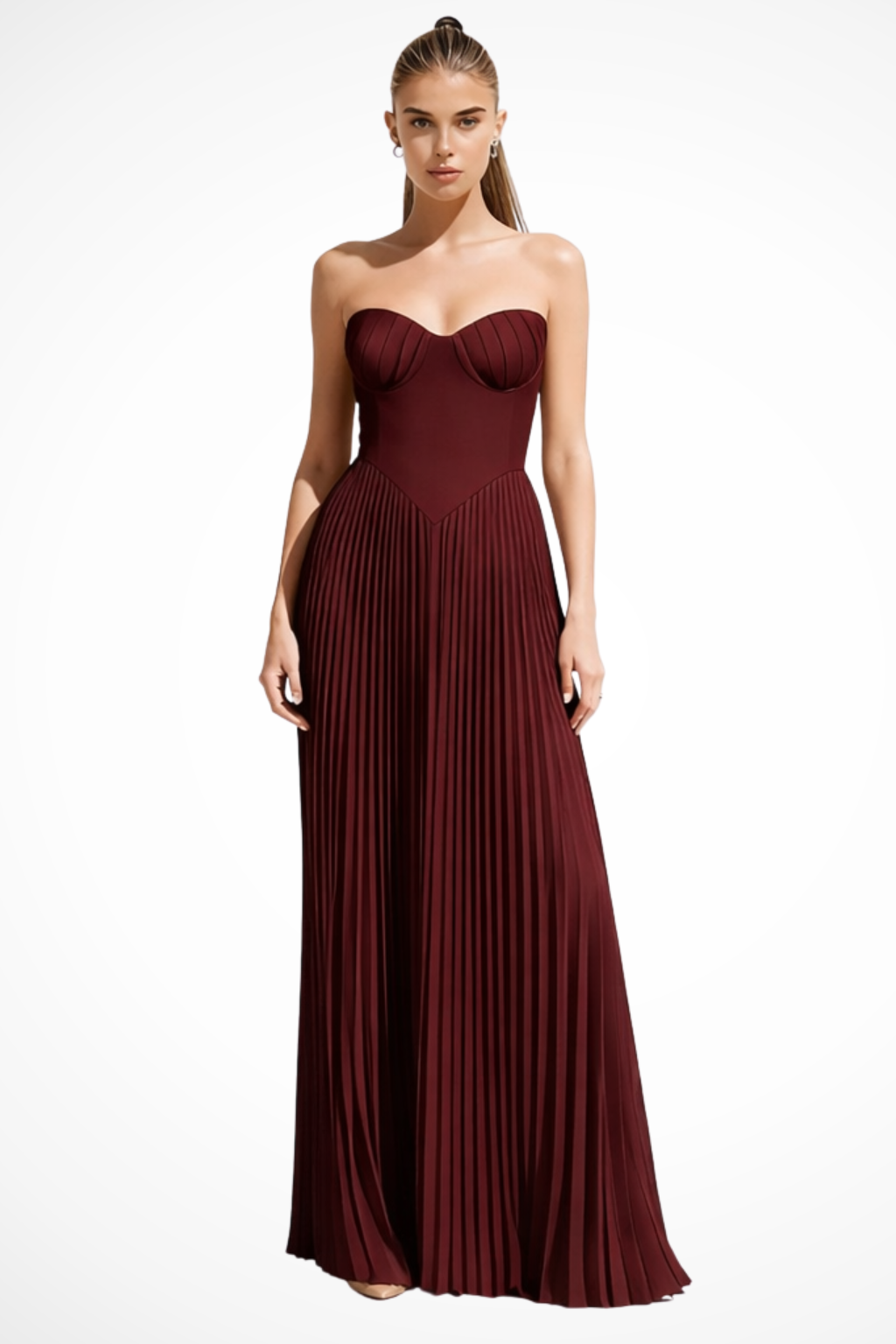 Strapless Pleated Maxi Dress product view 6 - Delvore