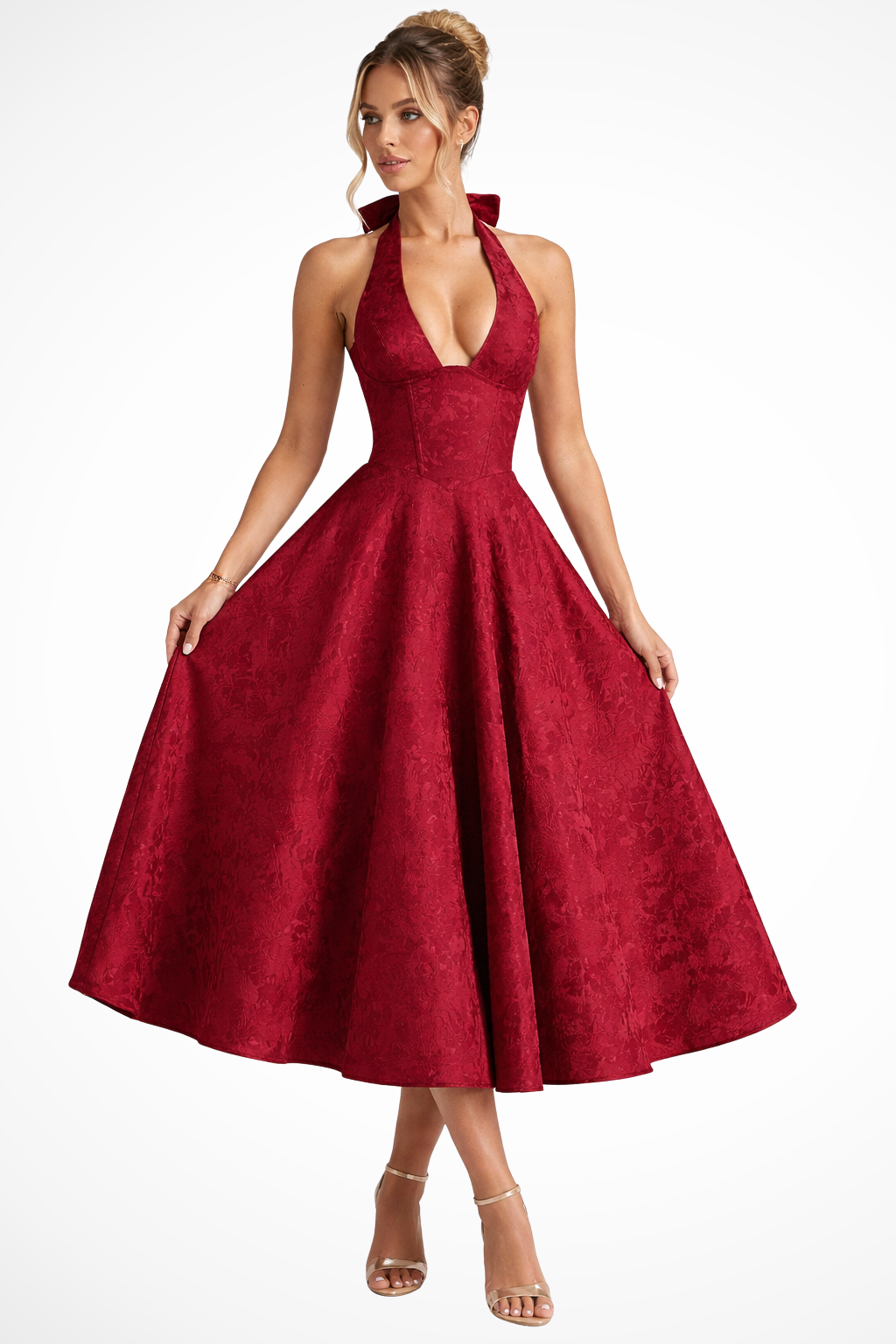 Halter Neck Corset Midi Dress product view 6 - Delvore