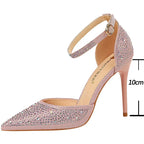 Rhinestone Ankle Strap Stilettos