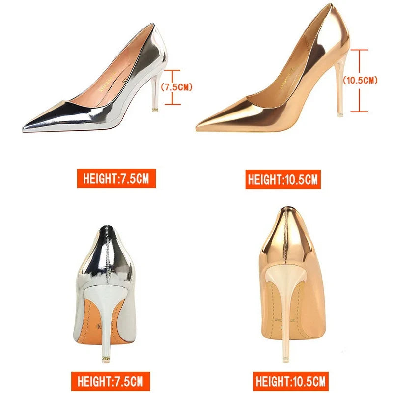 Patent Pointed Toe Stiletto Pumps