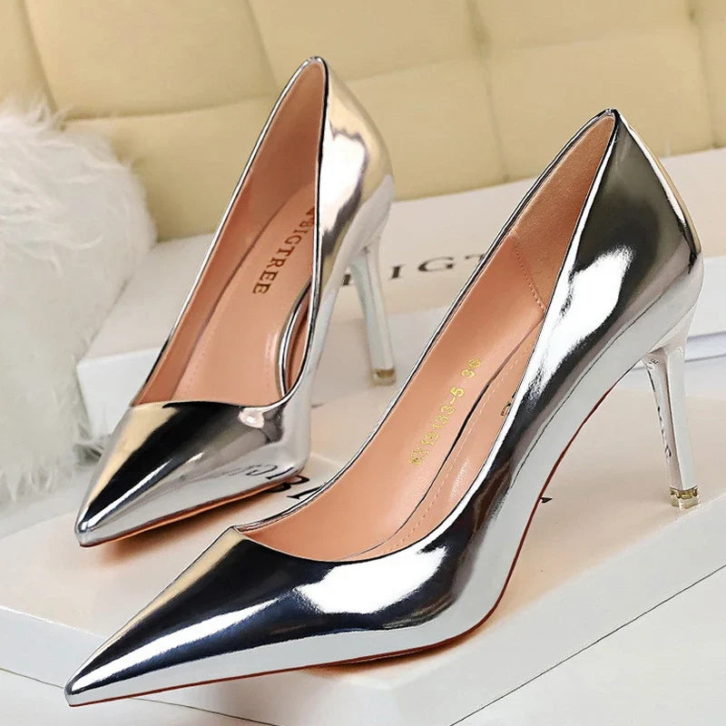 Patent Pointed Toe Stiletto Pumps