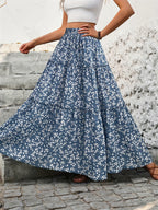 Floral Tiered Maxi Skirt with Belt product view 2 - Delvore