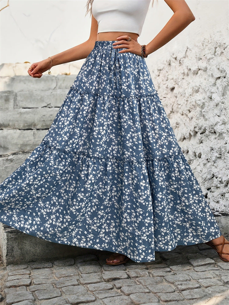 Floral Tiered Maxi Skirt with Belt product view 2 - Delvore