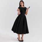 Mock Neck Open Back A-Line Midi Dress product view 4 - Delvore