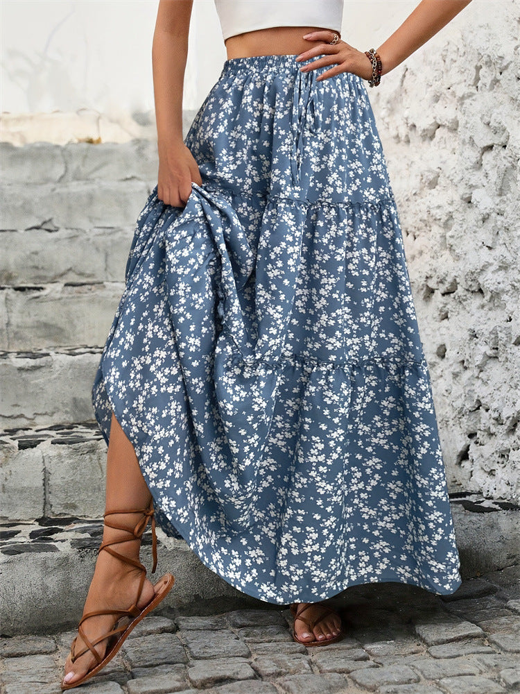 Floral Tiered Maxi Skirt with Belt product view 3 - Delvore