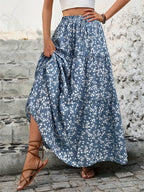 Floral Tiered Maxi Skirt with Belt product view 3 - Delvore