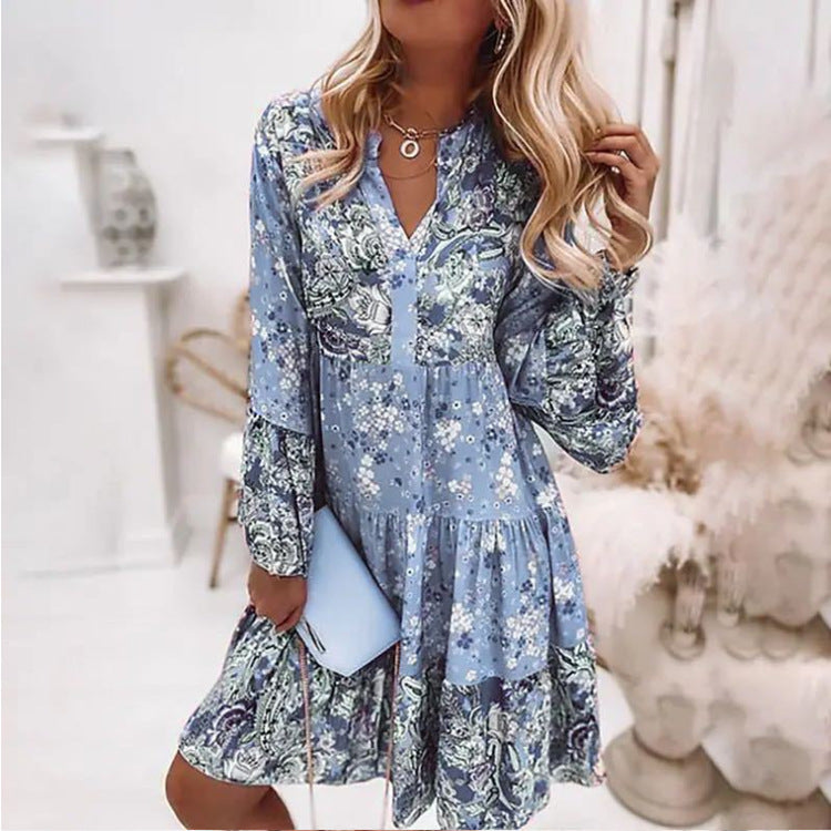 Floral Long Sleeve Tiered Midi Dress product view 3 - Delvore