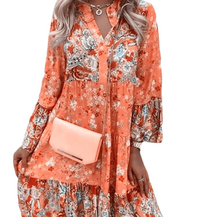 Floral Long Sleeve Tiered Midi Dress product view 4 - Delvore