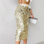 High Waist Sequin Midi Skirt product view 3 - Delvore