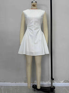 Bandeau Neck Zip Front Mini Dress product view 4 - Delvore