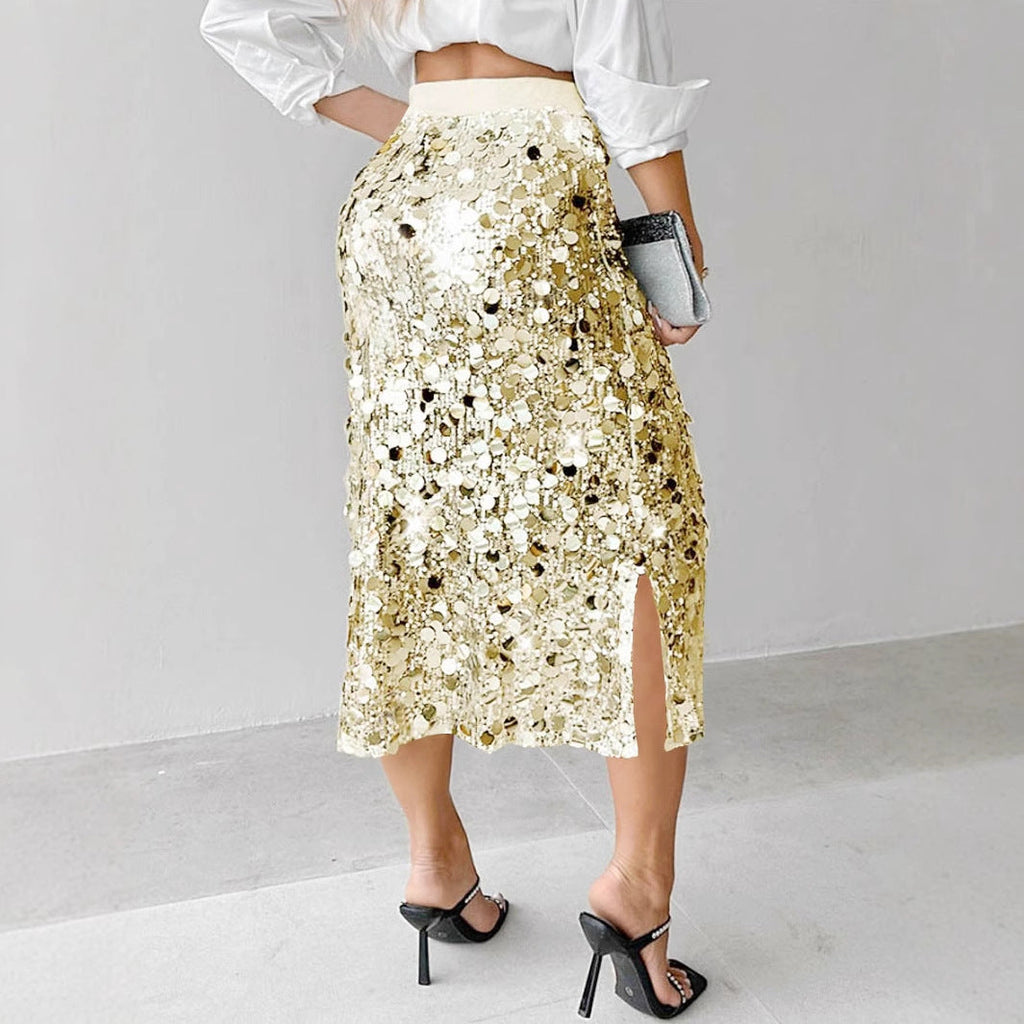 High Waist Sequin Midi Skirt product view 4 - Delvore