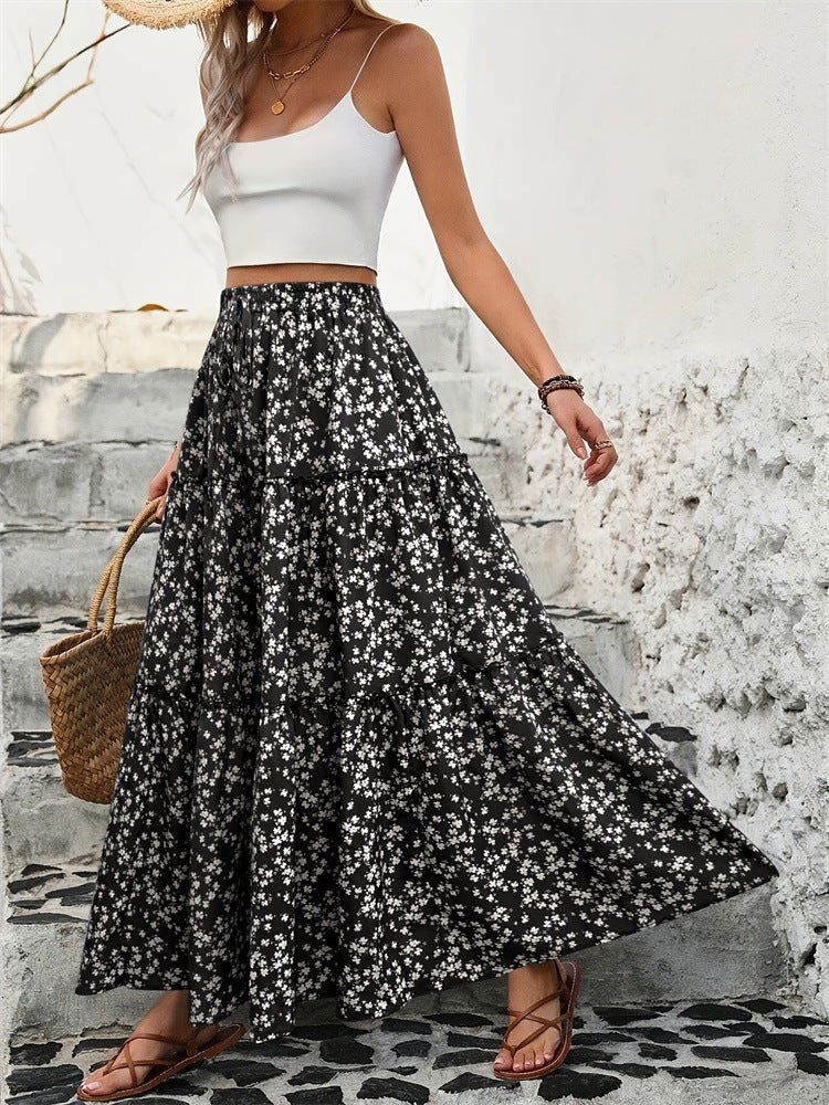 Floral Tiered Maxi Skirt with Belt product view 5 - Delvore