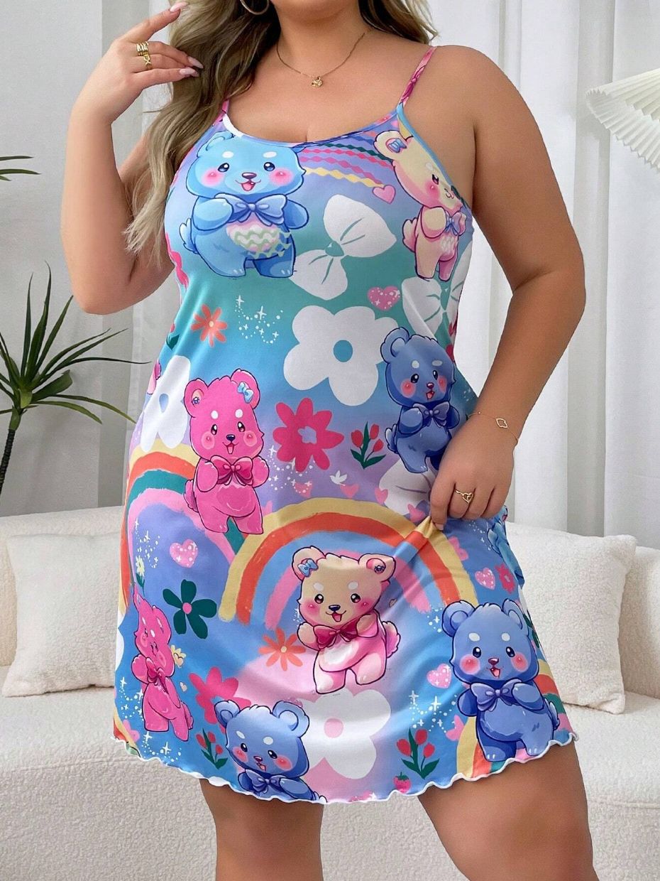 Printed Cami Slip Nightgown - Cararush