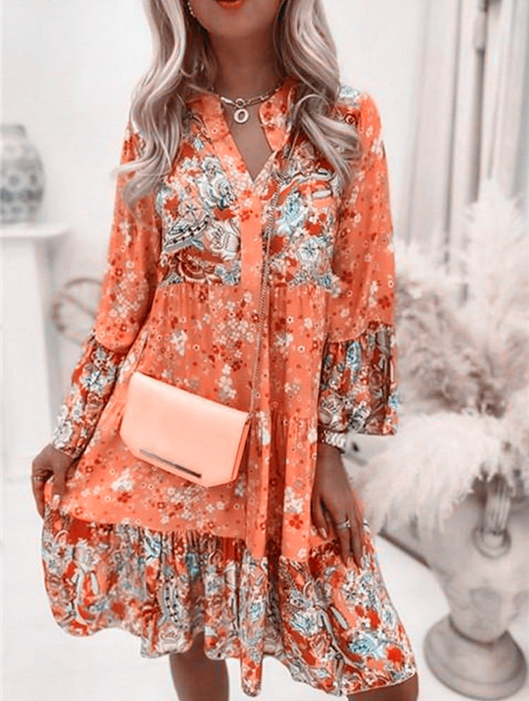 Floral Long Sleeve Tiered Midi Dress product view 6 - Delvore
