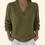 Women's V-Neck Knit Relaxed Sweater product view 3 - Delvore