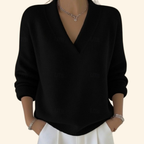 Women's V-Neck Knit Relaxed Sweater product view 4 - Delvore